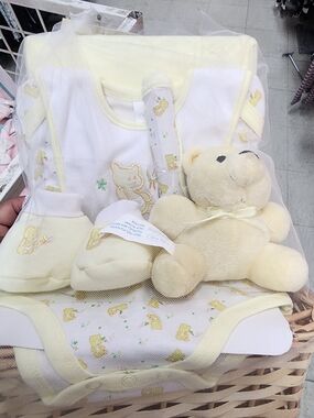 Yellow Baby Gift Set with Plush Bear
